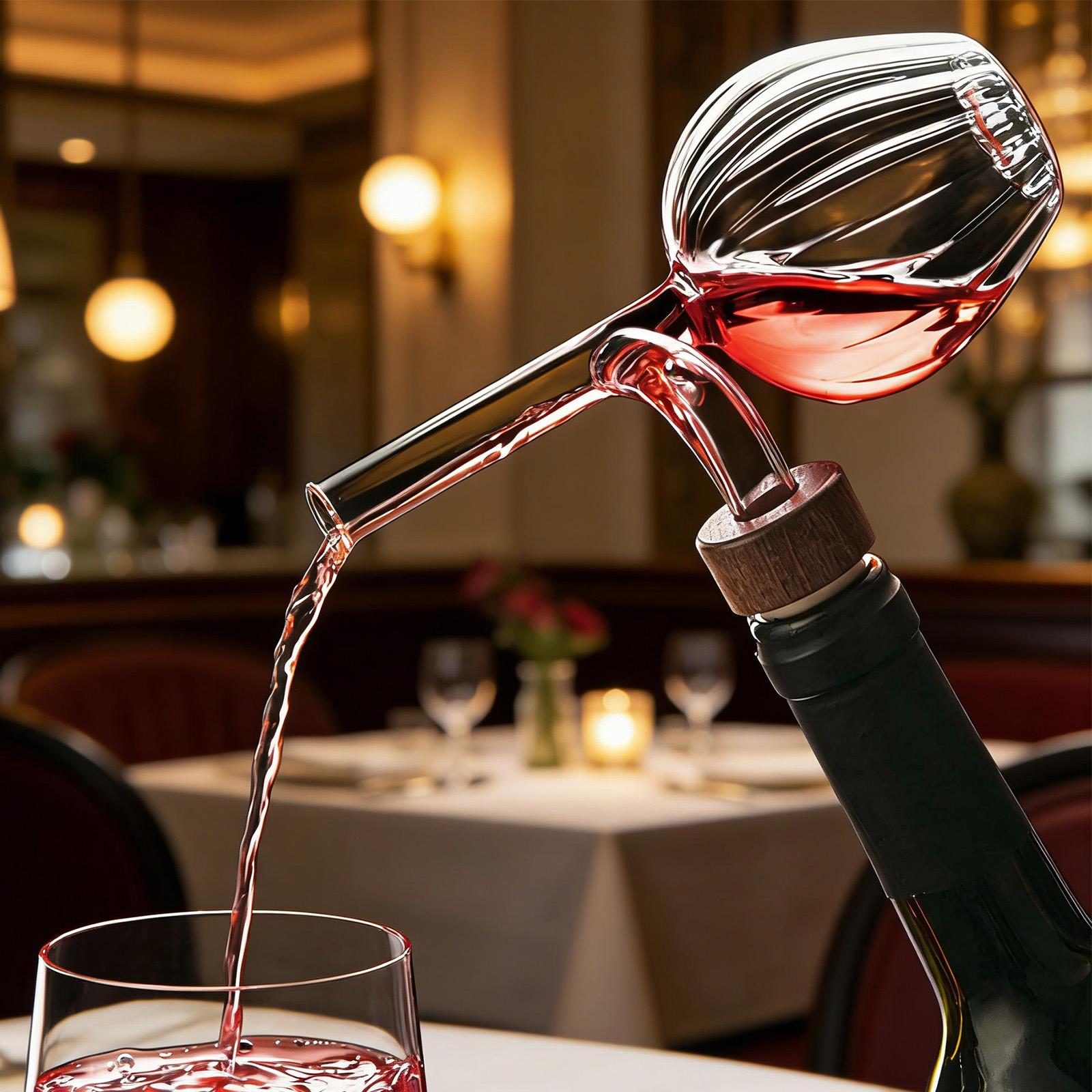 Wine Aerator Pour - Decantador Transparente Vermelho Moderno com Aerador